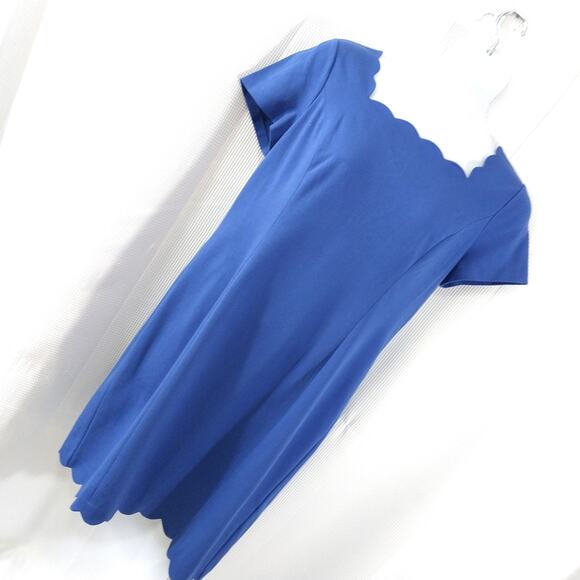 NWOT! TALBOTS! TRUE MARINE BLUE SCALLOPED NECK & HEM SHIFT STYLE DRESS! SZ 16 - Picture 1 of 10